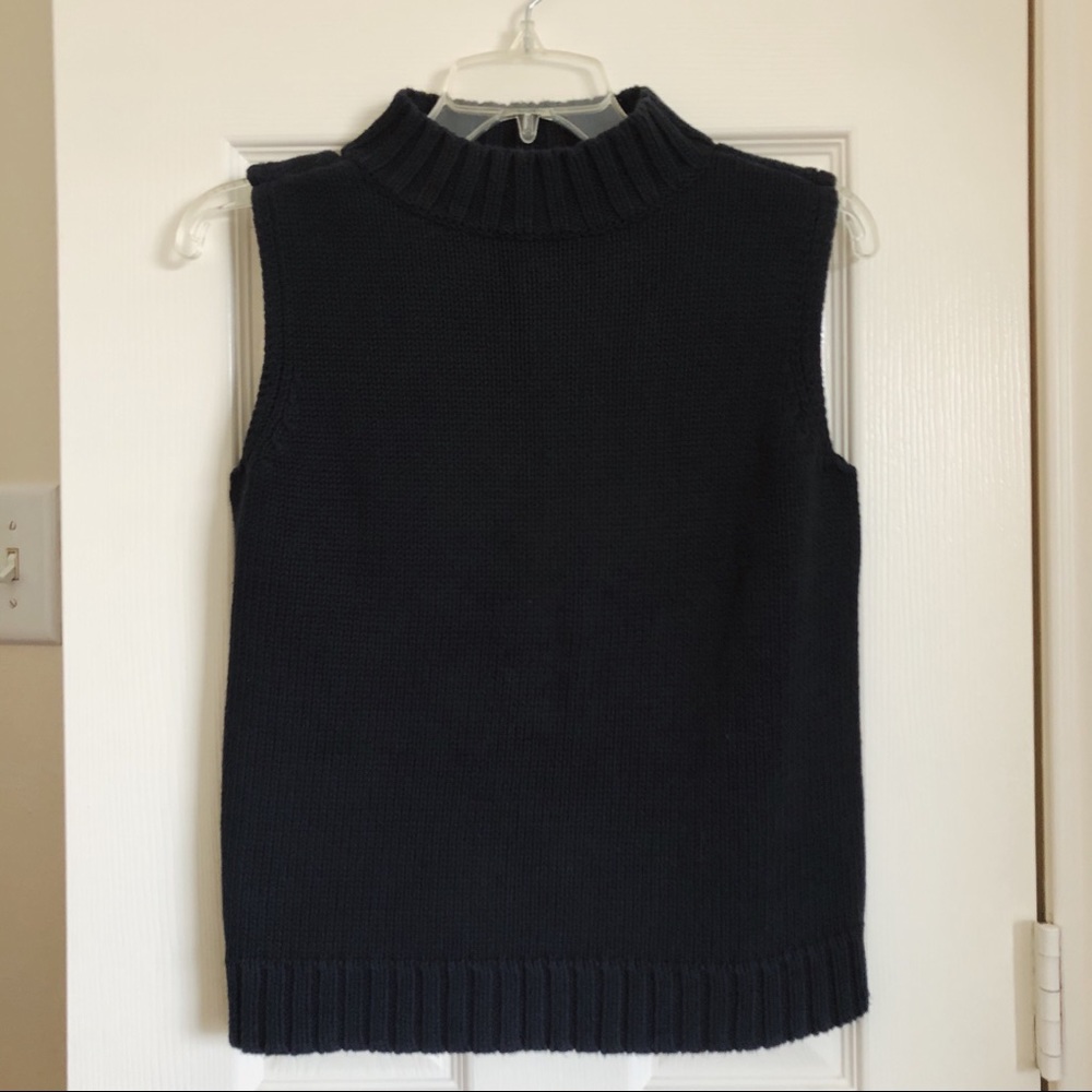 Talbots Black Sleeveless Knit Mock Neck Tank Top